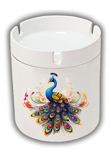 Tavus Kuşu Baskılı Kül Tablası