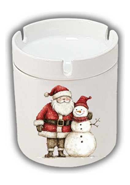 Noel Baba ve Kardan Adam Baskılı Küllük Yılbaşı Yeni Yıl Hediyesi