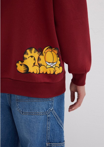 Garfield Baskılı Bordo Sweatshirt 1S10469-85493