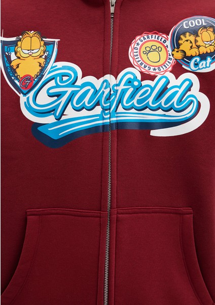 Garfield Baskılı Bordo Sweatshirt 1S10469-85493