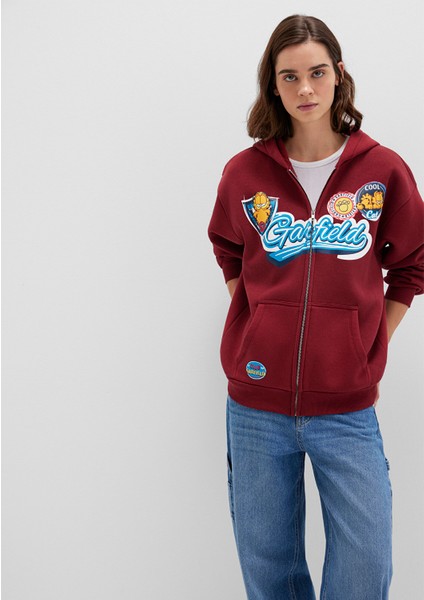 Garfield Baskılı Bordo Sweatshirt 1S10469-85493