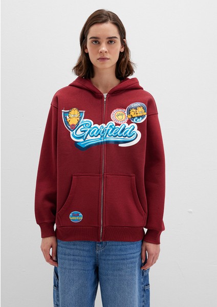 Garfield Baskılı Bordo Sweatshirt 1S10469-85493