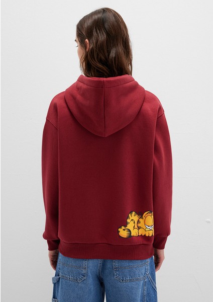 Garfield Baskılı Bordo Sweatshirt 1S10469-85493