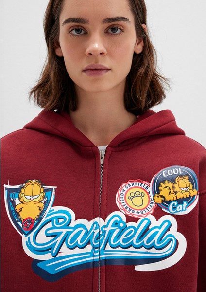 Garfield Baskılı Bordo Sweatshirt 1S10469-85493