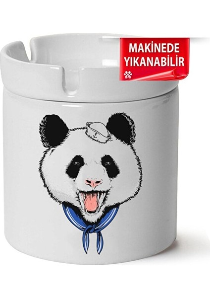 Panda Baskılı Porselen At-Söndür Küllük