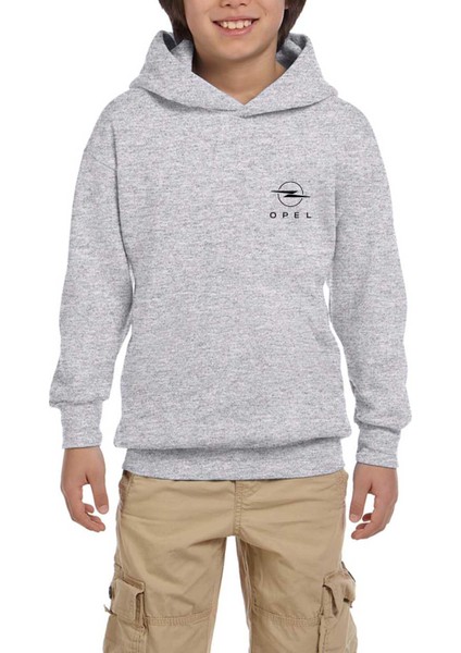 Opel New Logo Gri Çocuk Kapşonlu Sweatshirt