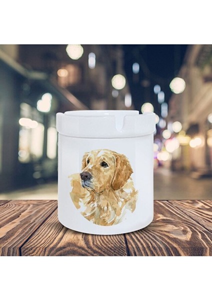 Çizimsel Küllük Golden Sevimli Köpek Baskılı Kül Tablası