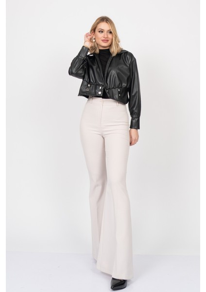 Chromeedge Asymmetric Leather Blouse – 7759