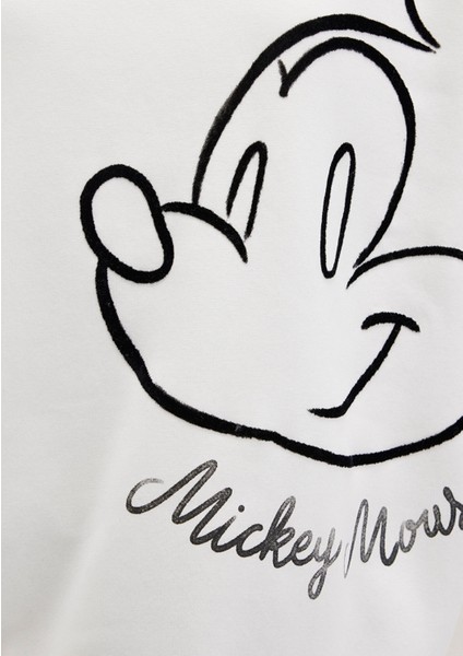 Mickey Mouse Baskılı Ekru Sweatshirt 1S10466-80194