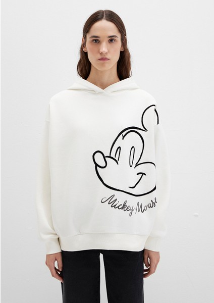 Mickey Mouse Baskılı Ekru Sweatshirt 1S10466-80194