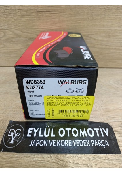 WDB359 04465-02130 04465-02061 Fren Balata On Ikazlı Toyota Corolla 1.4 Vvt-I 2002-2007/ 1.6 Vvt-I 2002-2007/ 1.4 D-4d 2002-2007/ Corolla Verso 1.6 2004-2009/ 1.8 2004-2009/ 2.0 D-4d 2004-2009 fiyatları