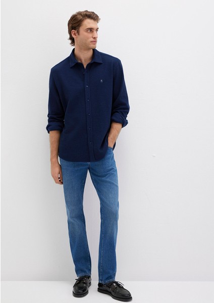 M Logo Nakışlı Lacivert Örme Gömlek 0211789-70497