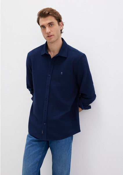 M Logo Nakışlı Lacivert Örme Gömlek 0211789-70497