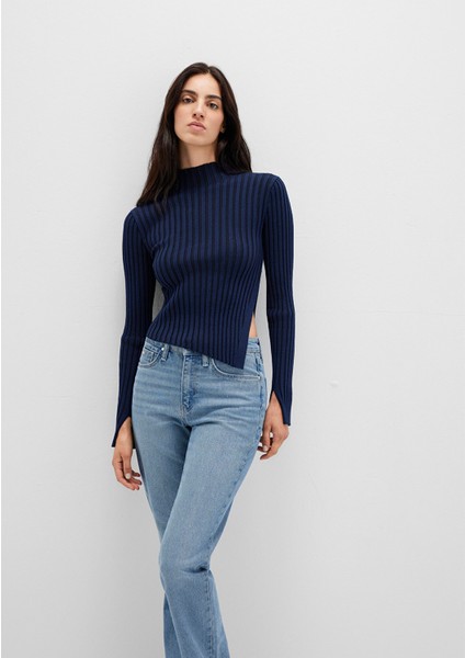 Yırtmaç Detaylı Lacivert Kazak 1710789-70497