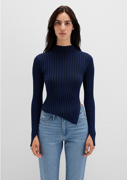 Yırtmaç Detaylı Lacivert Kazak 1710789-70497