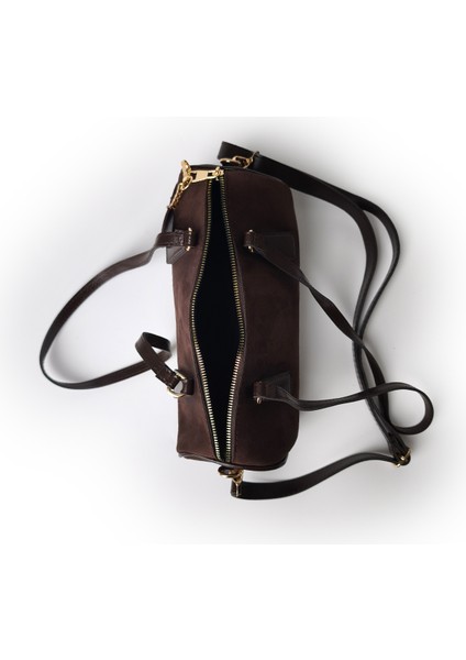 Moon Lumira Omuz Çantası Süet Kahve