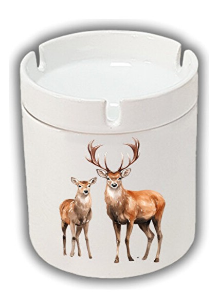 Sanat Geyikler Baskılı Küllük Kül Tablası