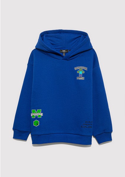Minecraft Baskılı Mavi Sweatshirt 6S10174-70896