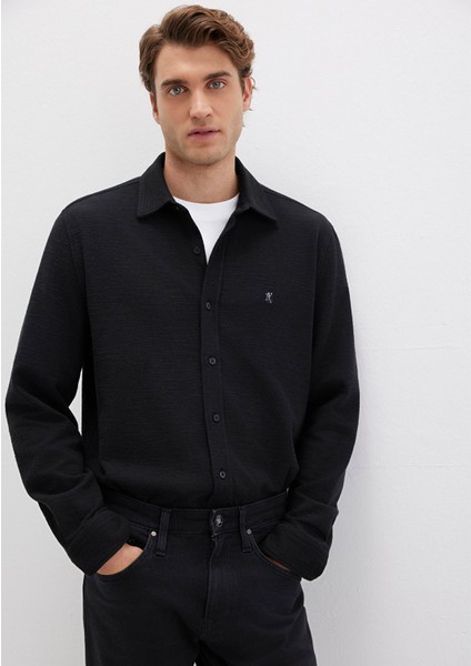 M Logo Nakışlı Siyah Örme Gömlek 0211789-900