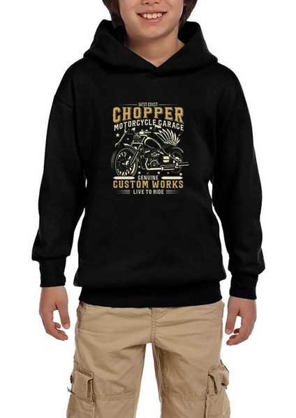 West Coast Chopper Motorcycle Siyah Çocuk Kapşonlu Sweatshirt