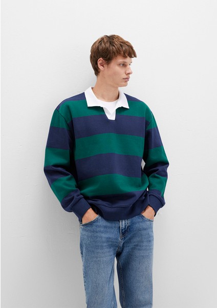 Blok Renkli Bisiklet Yaka Sweatshirt 0S10491-70497