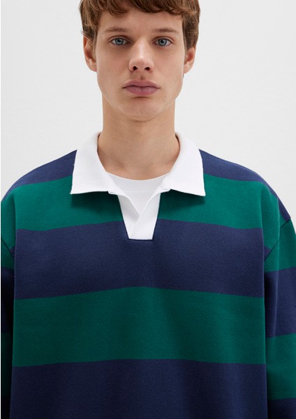 Blok Renkli Bisiklet Yaka Sweatshirt 0S10491-70497