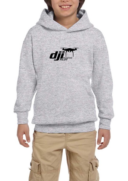 Dji Phantom Pilot Gri Çocuk Kapşonlu Sweatshirt