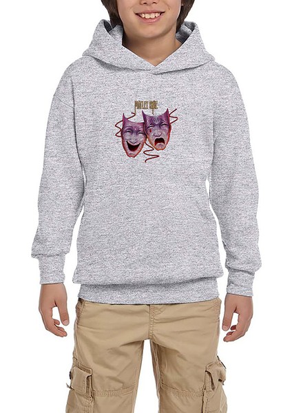 Mötley Crüe Theatre Of Pain Gri Çocuk Kapşonlu Sweatshirt