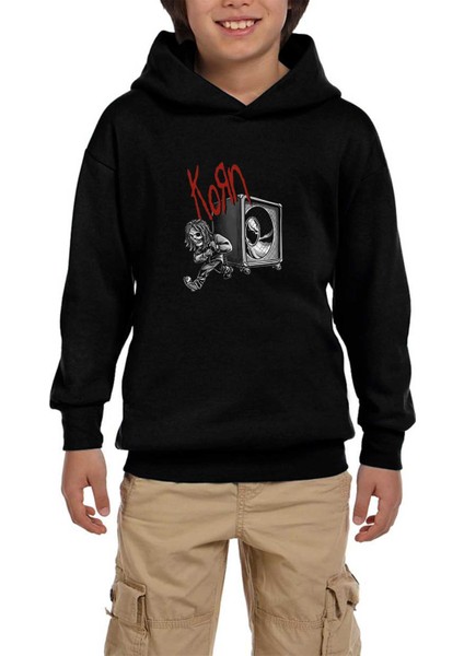 Korn Skeleton Pulling Haporlor Siyah Çocuk Kapşonlu Sweatshirt