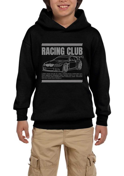 Bmw Racing Club Siyah Çocuk Kapşonlu Sweatshirt