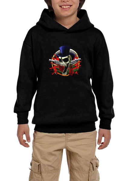 Guns N Roses Mr Skull Siyah Çocuk Kapşonlu Sweatshirt