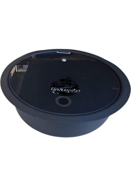 Karavan Tekne Yuvarlak Evye Cam Kapaklı Siyah 34 cm