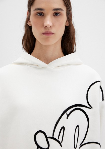 Mickey Mouse Baskılı Ekru Sweatshirt 1S10466-80194