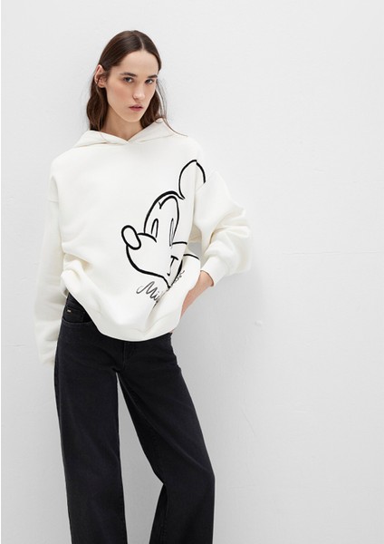 Mickey Mouse Baskılı Ekru Sweatshirt 1S10466-80194