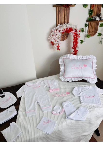 Isimli Hastane Çıkış Seti, Takı Yastığı %100 Pamuk 11 Parça 0-3 Ay Nakışlı fiyatları