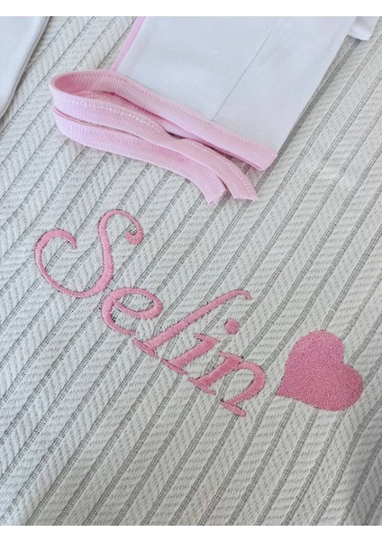 Isimli Hastane Çıkış Seti, Takı Yastığı %100 Pamuk 11 Parça 0-3 Ay Nakışlı