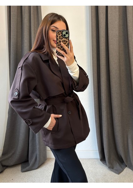 Astarlı Premium Kalite Yarım Boy Trençkot