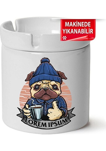 Sevimli Köpek Baskılı Porselen At-Söndür Küllük