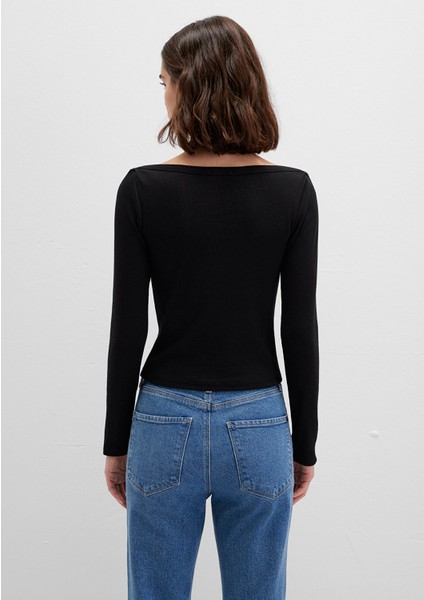Uzun Kollu Siyah Basic Tişört 1613622-900