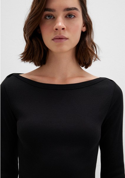 Uzun Kollu Siyah Basic Tişört 1613622-900