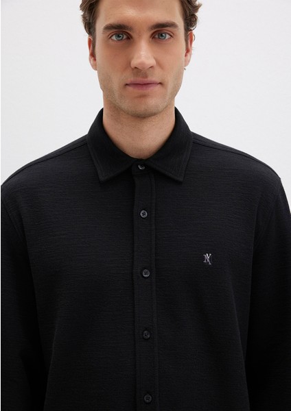 M Logo Nakışlı Siyah Örme Gömlek 0211789-900