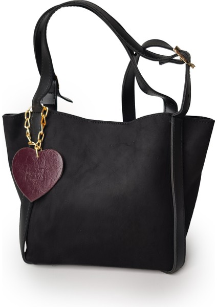 Moon Zora Omuz Çantası Süet Siyah