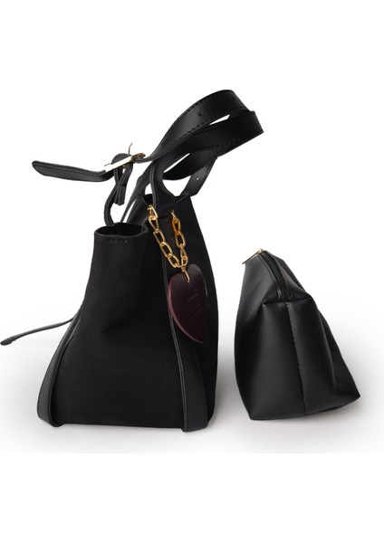 Moon Zora Omuz Çantası Süet Siyah fırsatları