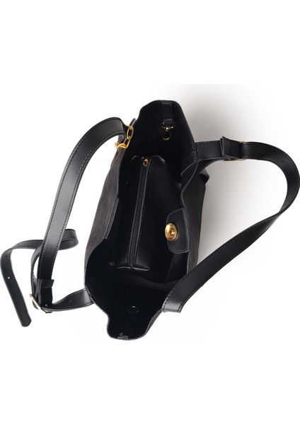 Moon Zora Omuz Çantası Süet Siyah