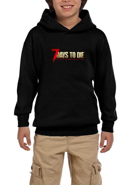 7 Days To Die Logo Siyah Çocuk Kapşonlu Sweatshirt