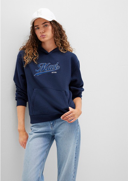 Mavi Logo Baskılı Kapüşonlu Lacivert Sweatshirt 1S10420-82318
