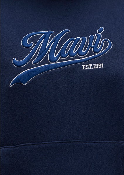 Mavi Logo Baskılı Kapüşonlu Lacivert Sweatshirt 1S10420-82318