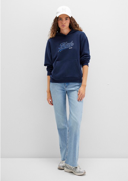 Mavi Logo Baskılı Kapüşonlu Lacivert Sweatshirt 1S10420-82318