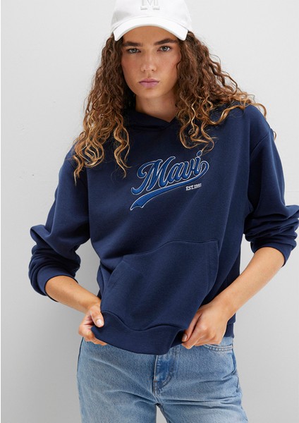 Mavi Logo Baskılı Kapüşonlu Lacivert Sweatshirt 1S10420-82318