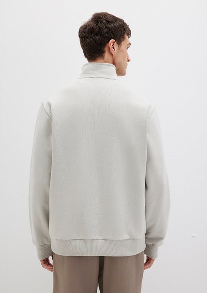 Yarı Fermuarlı Gri Basic Sweatshirt 0S10419-70074